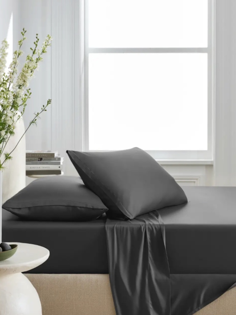 Bamboo Pillowcase Set of 2 standard cases charcoal gray